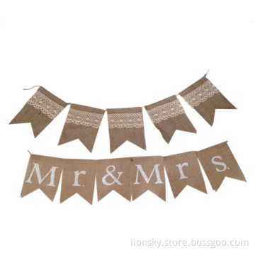 Plain Burlap Banner Mr&Mrs